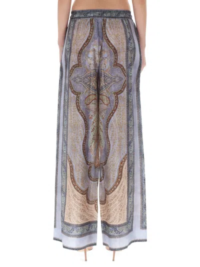 Zimmermann Wanderlust Multicolor Pants With Elastic Drawstring Waist And All-.over Print In Silk Woman