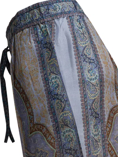 Zimmermann Wanderlust Multicolor Pants With Elastic Drawstring Waist And All-.over Print In Silk Woman