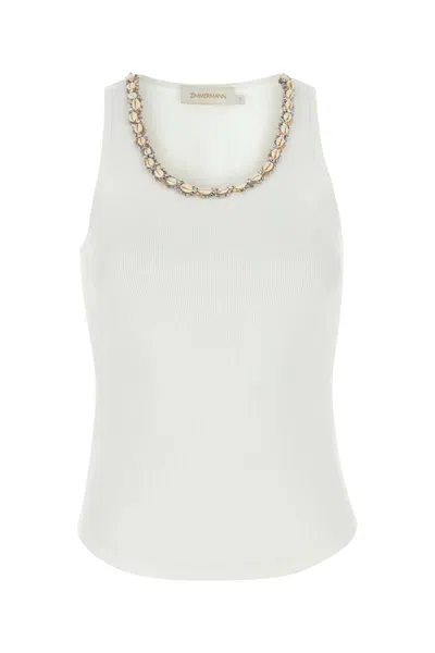 Zimmermann White Stretch Cotton Illuminate Tank Top
