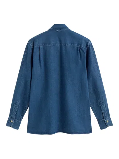 Les Héritiers Pocket Indigo Shirt In Blue