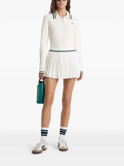 Sporty And Rich Pleated Striped Mini Skirt In White