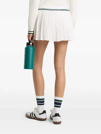 Sporty And Rich Pleated Striped Mini Skirt In White