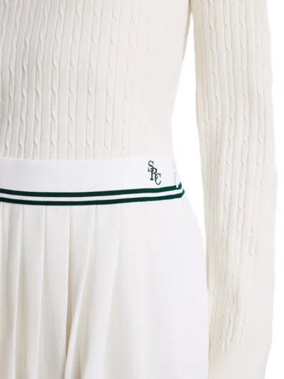 Sporty And Rich Pleated Striped Mini Skirt In White