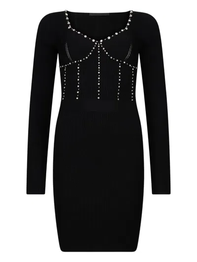 Liu •jo Embellishment Knit Mini Dress In Black
