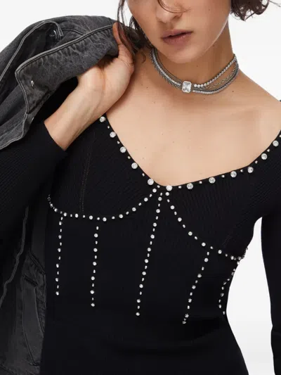 Liu •jo Embellishment Knit Mini Dress In Black