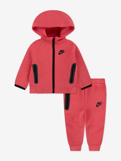 Nike Sportswear Tech Fleece Full-zip Set Baby 2-piece Hoodie Set In Pink