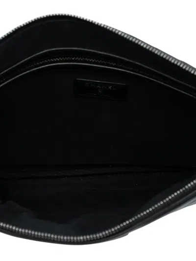 Pre-owned Chanel 2019 Medium Diagonal Chevron Calfskin Tassel O Case Clutch Bag In Black