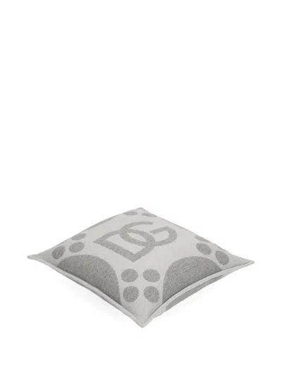 Dolce & Gabbana Wool Jacquard Cushion Medium In Gray