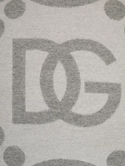 Dolce & Gabbana Wool Jacquard Cushion Medium In Gray