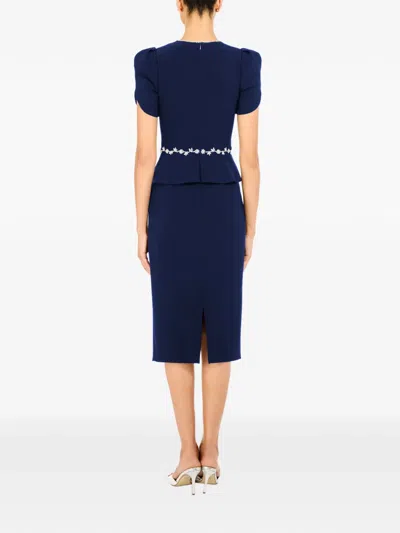 Jenny Packham Jules Floral-embellished Midi Dress In Blue