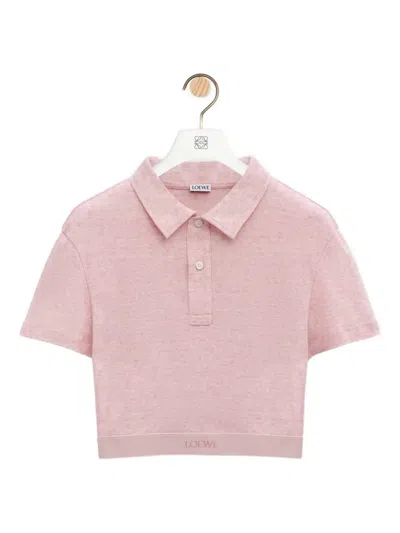 Loewe Cropped Polo Top In Pink