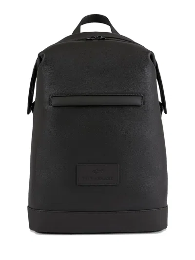 Paul & Shark Leather Backpack In Black