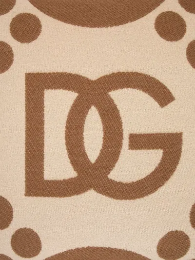 Dolce & Gabbana Wool Jacquard Cushion Medium In Neutral
