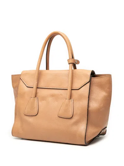 Pre-owned Prada 2000-2025 Glace Calf Sound Lock Satchel In Brown