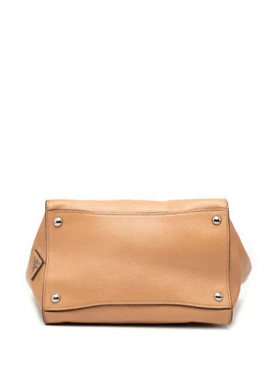 Pre-owned Prada 2000-2025 Glace Calf Sound Lock Satchel In Brown