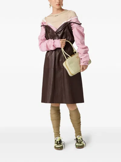 Miu Miu Striped Elasticated Mini Dress In Pink