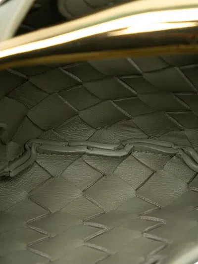 Pre-owned Bottega Veneta 2012-2025 Baby Lambskin Intrecciato Sardine Satchel In Gray