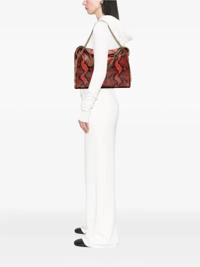 Pre-owned Stella Mccartney 2009-2025 Faux Snakeskin Falabella Fold Over Satchel In Orange