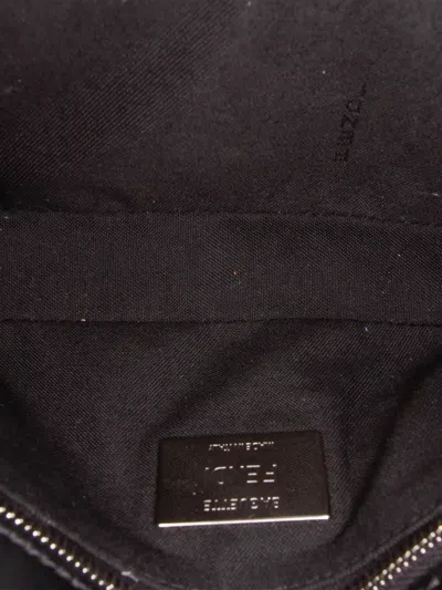 Pre-owned Fendi 2010-2025 Zucca Coated Canvas Ff 1974 Diagonal Convertible Baguette Satchel In Black