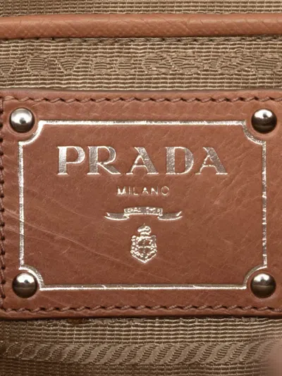 Pre-owned Prada 2000-2025 Vitello Ribbon Satchel In Brown