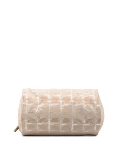 Pre-owned Chanel 2002-2003 New Travel Line Nylon Barrel Shoulder Bag In Brown