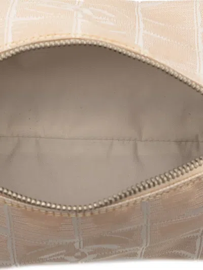 Pre-owned Chanel 2002-2003 New Travel Line Nylon Barrel Shoulder Bag In Brown