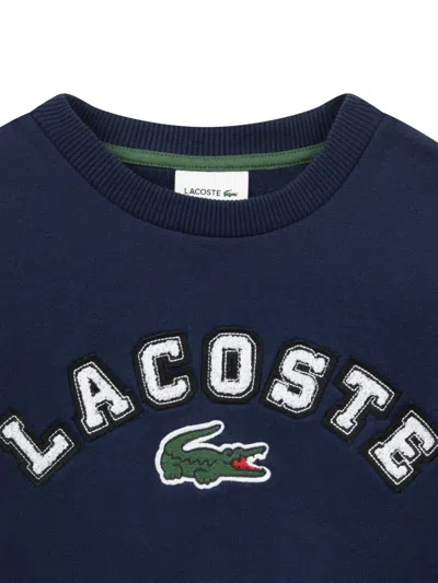 Lacoste Boys Chenille Logo Sweatshirt In Blue