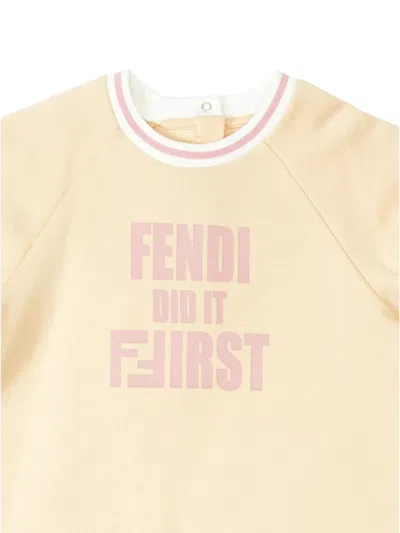 Fendi Baby Girls Slogan Sweater Dress In Brown