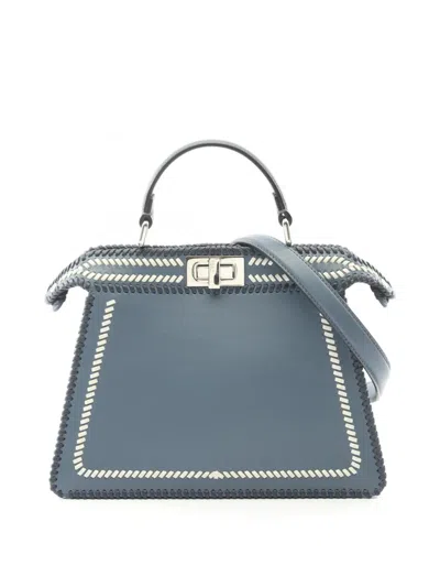 Pre-owned Fendi 2010-2025 Small Leather Peekaboo Iseeu Satchel In Blue
