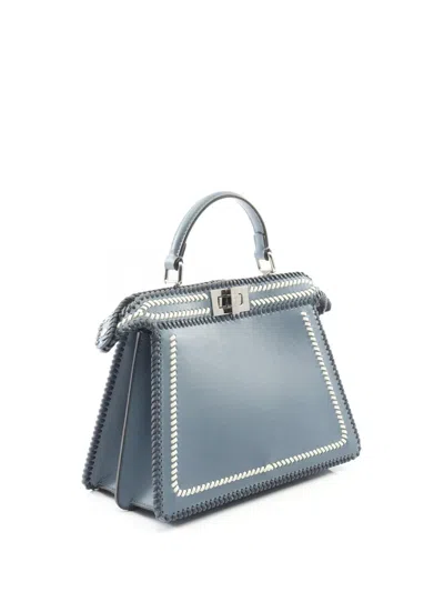 Pre-owned Fendi 2010-2025 Small Leather Peekaboo Iseeu Satchel In Blue