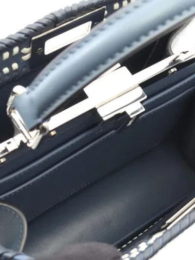 Pre-owned Fendi 2010-2025 Small Leather Peekaboo Iseeu Satchel In Blue