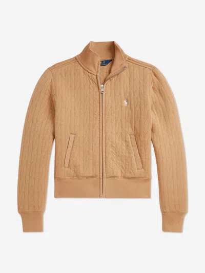 Ralph Lauren Girls Cable Jacquard Zip Up In Blue