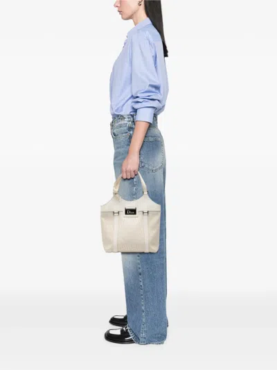 Pre-owned Dior 2006 Issimo Trotter Canvas Street Chic Tote Bag In White