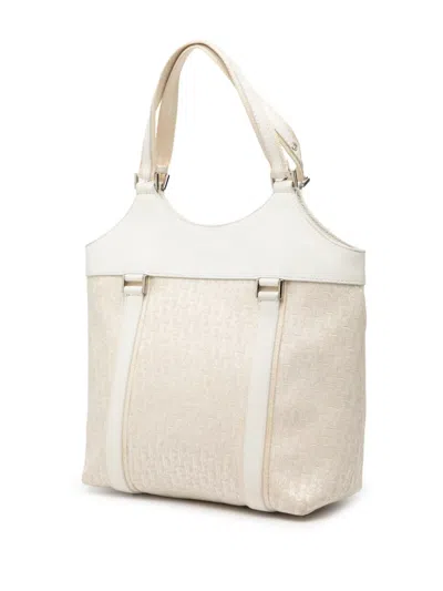 Pre-owned Dior 2006 Issimo Trotter Canvas Street Chic Tote Bag In White