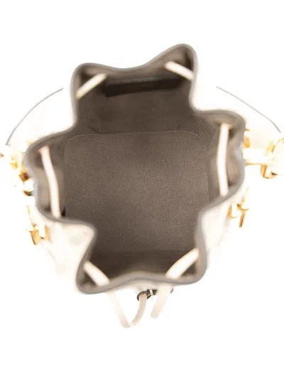 Pre-owned Fendi 2010-2025 Mini Zucca Embossed Leather Mon Tresor Bucket Bag Satchel In Brown