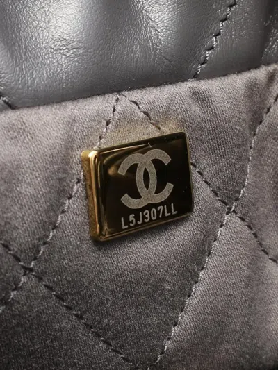 Pre-owned Chanel 2021-2025 Mini Lambskin 22 Handbag Satchel In Gray