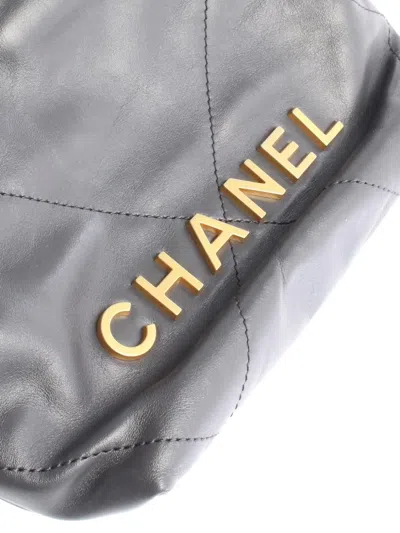 Pre-owned Chanel 2021-2025 Mini Lambskin 22 Handbag Satchel In Gray