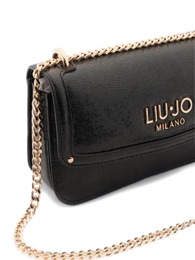 Liu •jo Small Lizard Effect Chain Satchel In Black