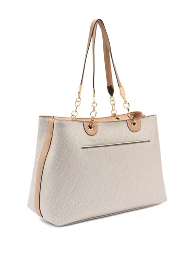 Liu •jo Monogram Logo Drummed Effect Tote Bag In Neutral