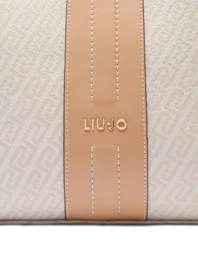 Liu •jo Monogram Logo Drummed Effect Tote Bag In Neutral