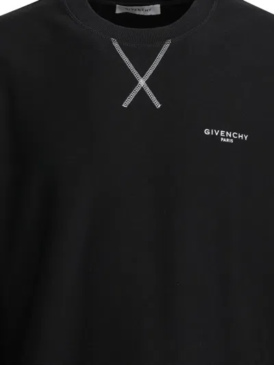 Givenchy Crew Neck Long Sleeve Ribbed Sweatshirt In Black