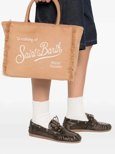 Mc2 Saint Barth Colette Felt Embroidered Tote Bag In Neutral