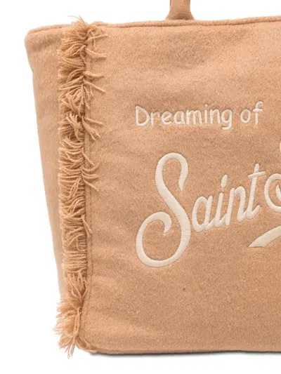Mc2 Saint Barth Colette Felt Embroidered Tote Bag In Neutral