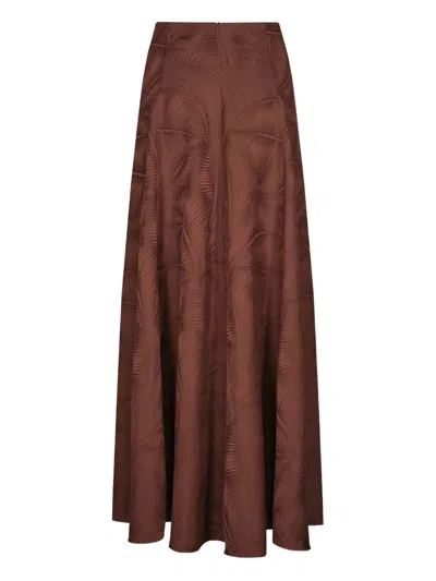 Johanna Ortiz Encanto De Isla Palm-jacquard Midi Skirt In Brown