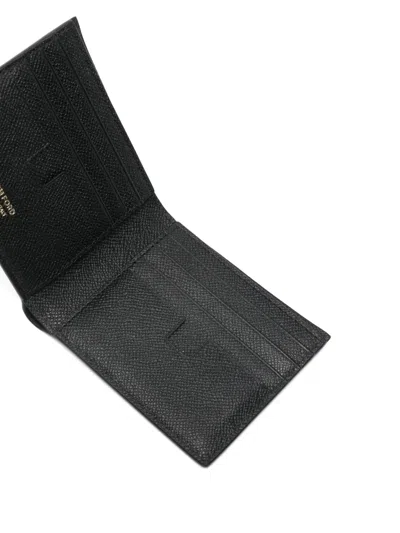 Tom Ford Small Grain Leather Bifold Wallet In Black