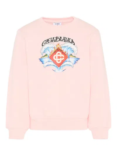 Casablanca Graphic-print Crew-neck Sweatshirt In Pink
