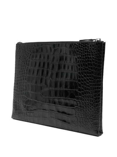 Tom Ford Textured Zip-closure Clutch Bag In Black