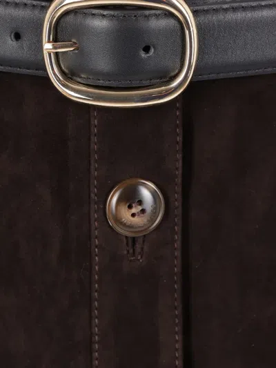 Self-portrait Brown Suede Midi Skirt Skirts Brown In Brown