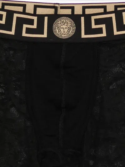 Versace Underpants Low Rise Trunk Stretch Bio Cotton Jers In Black