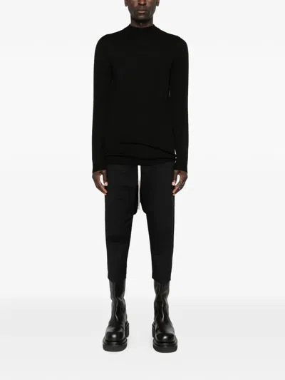 Rick Owens Level Lupetto Crew-neck Sweater In Black